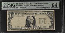 Load image into Gallery viewer, 1969B $1 FRN Richmond Fr1905-E Insufficient Inking Error - PMG 64 Choice UNC