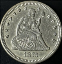 Load image into Gallery viewer, 1875 25¢ Seated Liberty Quarter Raw - Uncirculated - See Pictures