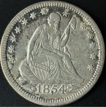 Load image into Gallery viewer, 1854 25¢ Seated Liberty Quarter w/ Arrows Raw - XF - See Pictures