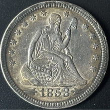 Load image into Gallery viewer, 1853 25¢ Seated Liberty Quarter Arrows & Rays Raw - AU - See Pictures