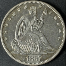 Load image into Gallery viewer, 1857-O 50¢ Seated Liberty Half Dollar Raw - AU - See Pictures