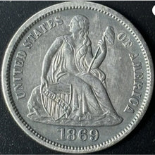 Load image into Gallery viewer, 1869-S 10¢ Seated Liberty Dime Raw - AU - See Pictures