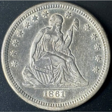 Load image into Gallery viewer, 1861 25¢ Seated Liberty Quarter Raw - AU - See Pictures