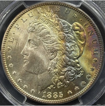 Load image into Gallery viewer, 1885-P $1 Morgan Dollar PCGS MS66+ -- Phenomenal Rainbow Toned Gem