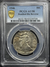 Load image into Gallery viewer, 1946-P 50C Walking Liberty Doubled Die Rev. PCGS AU58 - Attractive Near Unc Coin