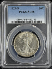 Load image into Gallery viewer, 1929-S 50C Walking Liberty PCGS AU58 - Nice Near Unc!