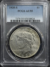 Load image into Gallery viewer, 1935-S $1 Peace Dollar PCGS AU55