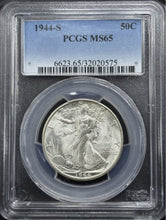 Load image into Gallery viewer, 1944-S 50C Walking Liberty PCGS MS65 - Bright White Gem