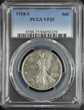 Load image into Gallery viewer, 1928-S 50C Walking Liberty PCGS VF25
