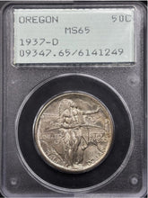 Load image into Gallery viewer, 1937-D 50C Oregon Commemorative PCGS MS65 - Lustrous Gem - OGH Rattler