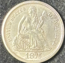 Load image into Gallery viewer, 1875-CC 10¢ Seated Liberty Dime - Raw UNC - See Pictures