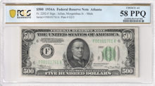 Load image into Gallery viewer, 1934A $500 Federal Reserve Note Fr.2202-F Mule -- PCGS Choice AU58 PPQ