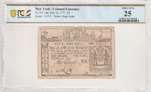 Load image into Gallery viewer, 1771 £5 New York Colonial Currency Fr. NY-166 -- PCGS VF25