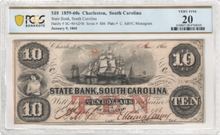 Load image into Gallery viewer, 1859-60s $10 Charleston Bank of the State of South Carolina SC40G34b - PCGS VF20