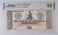 Load image into Gallery viewer, 1862 $5 Milledgeville GA GACR5 -- PMG 63 EPQ