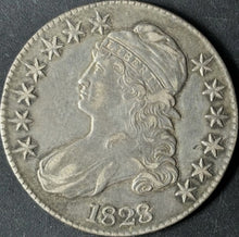 Load image into Gallery viewer, 1828 50¢ Capped Bust Sq Base 2, SM8, Large Letters Raw - AU/UNC - See Pictures