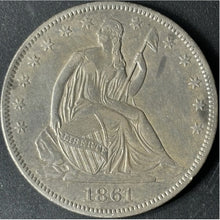 Load image into Gallery viewer, 1861-O 50¢ Seated Liberty Half Dollar Raw - AU - See Pictures