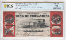 Load image into Gallery viewer, 1859-60 $20 Bank of Fernandina Florida FL-20-G6a -- PCGS VF 30 -- Rare Note