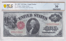 Load image into Gallery viewer, 1917 $1 Legal Tender Note Fr 36 - PCGS 30 VF