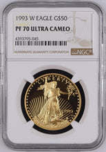 Load image into Gallery viewer, 1993-W $50 American Gold Eagle 1 Oz. Proof NGC PF70 Ultra Cameo - Key Coin!