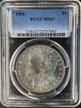 Load image into Gallery viewer, 1896-P Morgan Silver Dollar PCGS MS67 - - Phenomenal Pristine Blast White Coin