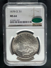 Load image into Gallery viewer, 1878-CC $1 Morgan Dollar PCGS MS64 (CAC) - Frosty Blast White & Shows like a 65