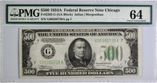 Load image into Gallery viewer, 1934-A $500 Federal Reserve Note - Fr. 2202-G - Chicago - PMG Choice Unc 64