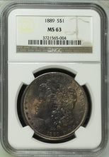 Load image into Gallery viewer, 1889-P Morgan Silver Dollar -- NGC MS63 -- Pretty Single Toned Little Gem