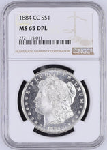 Load image into Gallery viewer, 1884-CC Morgan Silver Dollar NGC MS65 DPL (DMPL) - Black & White Deep Mirror Gem