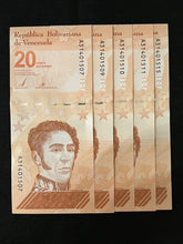 Load image into Gallery viewer, 5 X 2021 Venezuela 20 Bolivares Banknote UNC (Uncirculated) P117