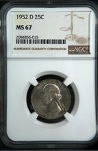 Load image into Gallery viewer, 1952-D 25¢ Washington Quarter NGC MS67
