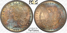 Load image into Gallery viewer, 1885-P Morgan Silver Dollar PCGS MS65 - Beautiful Sea Green, Gold & Blue Toning