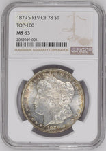 Load image into Gallery viewer, 1879-S Reverse 1878 $1 Morgan Silver Dollar NGC MS63 - Golden Peripheral Toning
