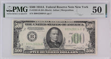 Load image into Gallery viewer, 1934-A $500 Federal Reserve Note - Fr. 2202-B New York - PMG AU50 Well Centered