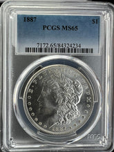 Load image into Gallery viewer, 1887-P Morgan Silver Dollar PCGS MS65 - - Well Struck Blast White Satin Gem