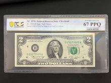 Load image into Gallery viewer, 1976 $2 FRN Fr 1935-D (DA Block) Cleveland ---- PCGS Banknote 67 PPQ Superb GEM