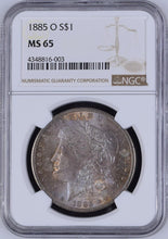 Load image into Gallery viewer, 1885-O Morgan Silver Dollar NGC MS65 - Blue, Russet, Golden & Green Toning