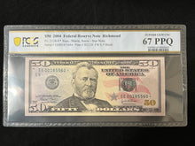 Load image into Gallery viewer, 2004 $50 Federal Reserve Note Fr 2128-E 🌟STAR🌟 Note -- PCGS Banknote Gem 67 PPQ