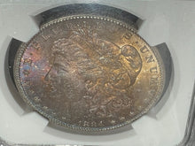 Load image into Gallery viewer, 1884-CC Morgan Silver Dollar NGC MS66 - - Beautiful Golden, Blue. Burgundy Toned