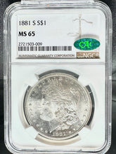 Load image into Gallery viewer, 1881-S Morgan Silver Dollar NGC MS65 (CAC) - - Lustrous Blast White & Frosty