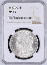 Load image into Gallery viewer, 1880-CC $1 Morgan Silver Dollar NGC MS65 - Frosty Blast White Beauty