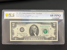 Load image into Gallery viewer, 1976 $2 FRN Fr 1935-D (DA Block) Cleveland ---- PCGS Banknote 68 PPQ Superb GEM