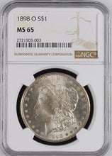 Load image into Gallery viewer, 1898-O Morgan Silver Dollar NGC MS65 - Blast White Coin w/ Some Reverse Toning