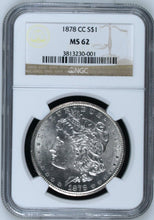 Load image into Gallery viewer, 1878-CC $1 Morgan Silver Dollar NGC MS62 -- Blast White