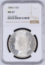 Load image into Gallery viewer, 1880-S $1 Morgan Silver Dollar NGC MS67 - - Blast White & Frosty Gem