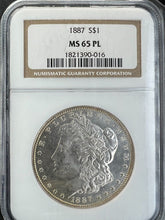 Load image into Gallery viewer, 1887-P Morgan Silver Dollar NGC MS65 PL - - Blast White Satin Gem
