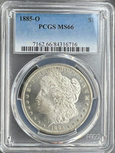 Load image into Gallery viewer, 1885-O Morgan Silver Dollar PCGS MS66 - Beautiful Blast White & Frosty Devices
