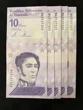 Load image into Gallery viewer, 5 X 2021 Venezuela 10 Bolivares Digitales Banknote UNC (Uncirculated) P116