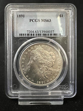 Load image into Gallery viewer, 1891-P $1 Morgan Silver Dollar PCGS MS63 - Nice Frosty Coin