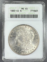 Load image into Gallery viewer, 1883-CC Morgan Silver Dollar ANACS MS65 - Attractive Golden Peripheral Toning